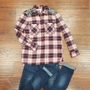 ❤❤ Bethany Mota Sz S button down plaid shirt ❤❤